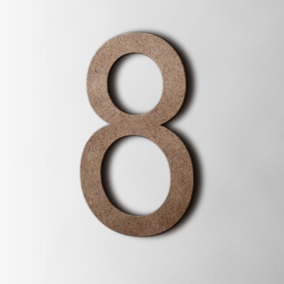 Houten Cijfer 8 Arial MDF Bruin - 1