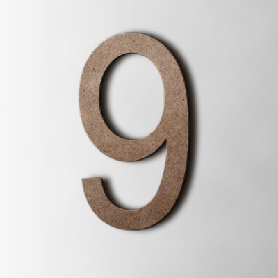 Houten Cijfer 9 Arial MDF Bruin - 1