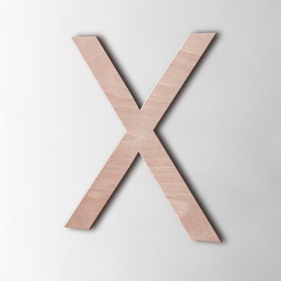 Houten Letter X Arial Okoume - 1