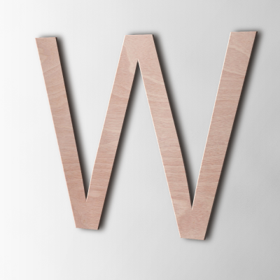 Houten Letter W Arial Okoume - 1