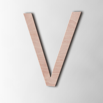 Houten Letter V Arial Okoume - 1