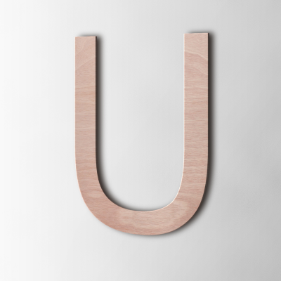 Houten Letter U Arial Okoume - 1