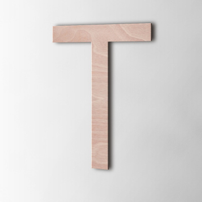 Houten Letter T Arial Okoume - 1 Houten Letter T Arial Okoume - 1