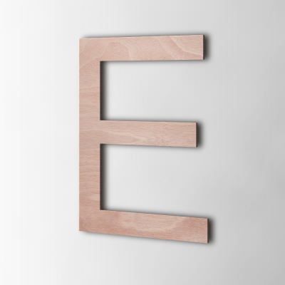 Houten Letter E Arial Okoume - 1