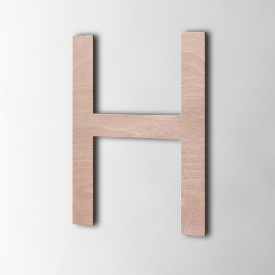 Houten Letter H Arial Okoume - 1