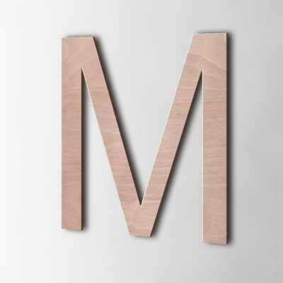 Houten Letter M Arial Okoume - 1