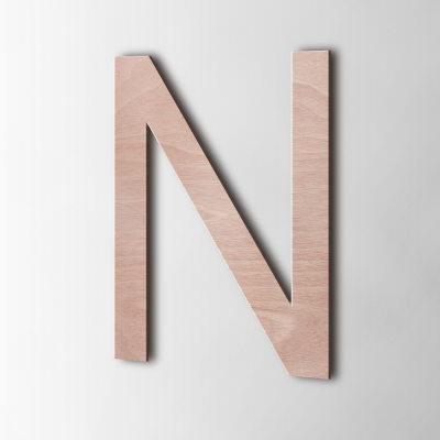 Houten Letter N Arial Okoume - 1