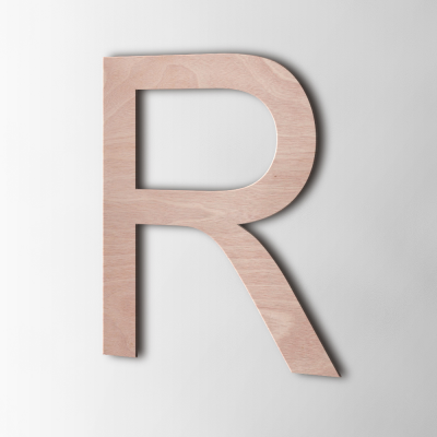 Houten Letter R Arial Okoume - 1