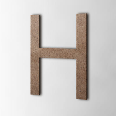 Houten Letter H Arial MDF Bruin - 1 Houten Letter H Arial MDF Bruin - 1
