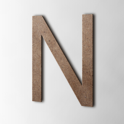 Houten Letter N Arial MDF Bruin - 1