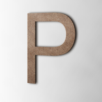 Houten Letter P Arial MDF Bruin - 1