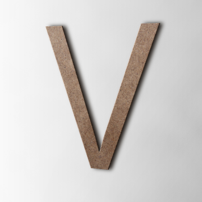 Houten Letter V Arial MDF Bruin - 1