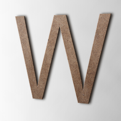 Houten Letter W Arial MDF Bruin - 1