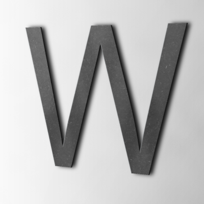 Houten Letter W Arial MDF Zwart - 1