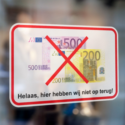 Hier hebben wij niet op terug - Biljet 200 en 500 sticker - 2 Hier hebben wij niet op terug - Biljet 200 en 500 sticker - 2