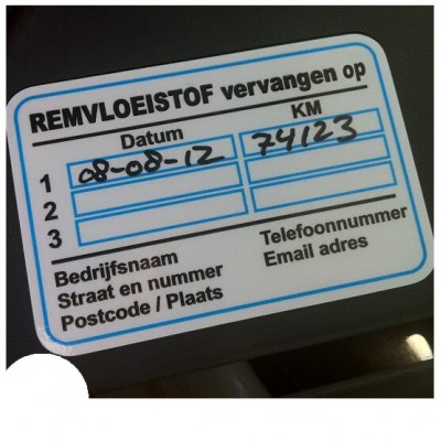 Remvloeistof Service Onderhoud stickers - 2