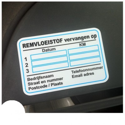 Remvloeistof Service Onderhoud stickers - 3