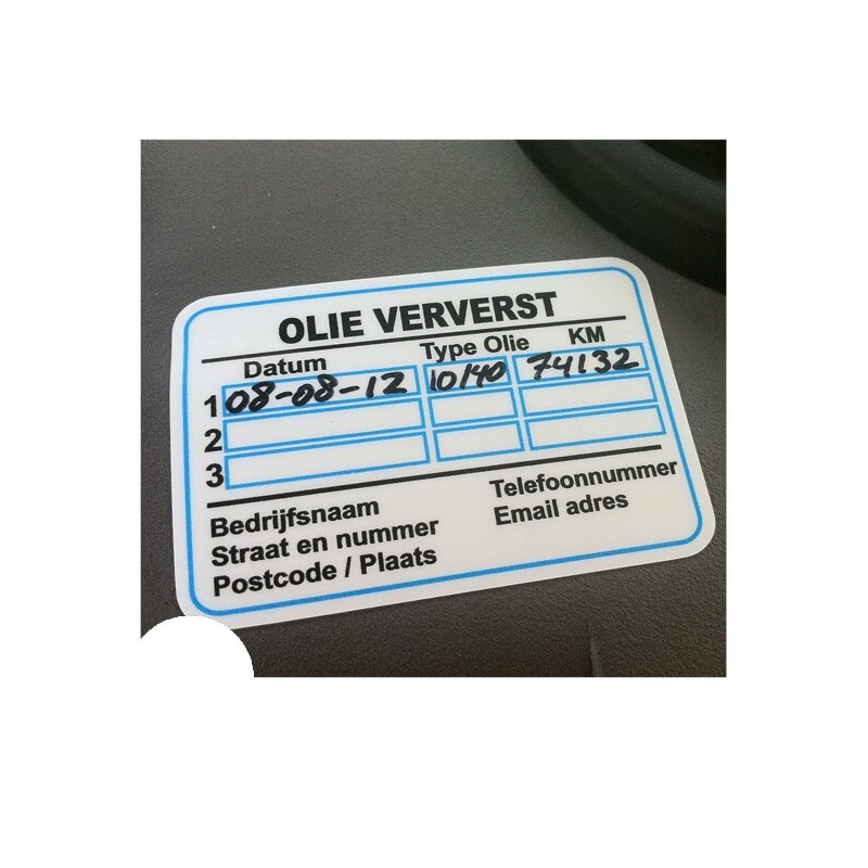 Olie Verversen Service Onderhoud  stickers 