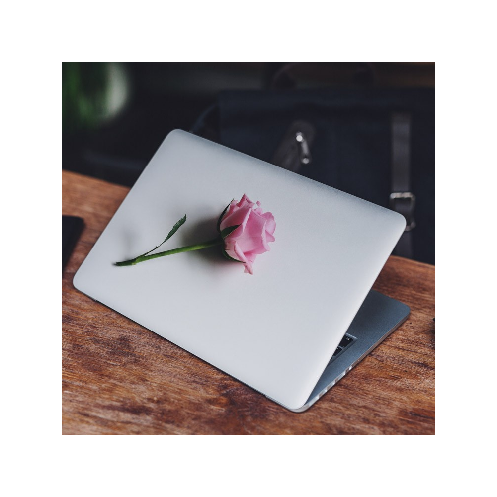 Einzelne rosa Rose Laptop-Aufkleber – 1