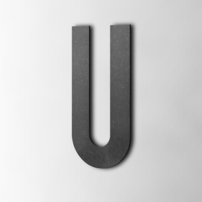 Houten Letter U Bebas Neue MDF Zwart - 1 Houten Letter U Bebas Neue MDF Zwart - 1