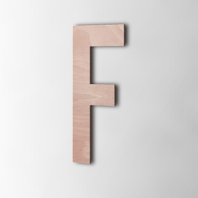 Houten Letter F Bebas Neue Okoume - 1 Houten Letter F Bebas Neue Okoume - 1
