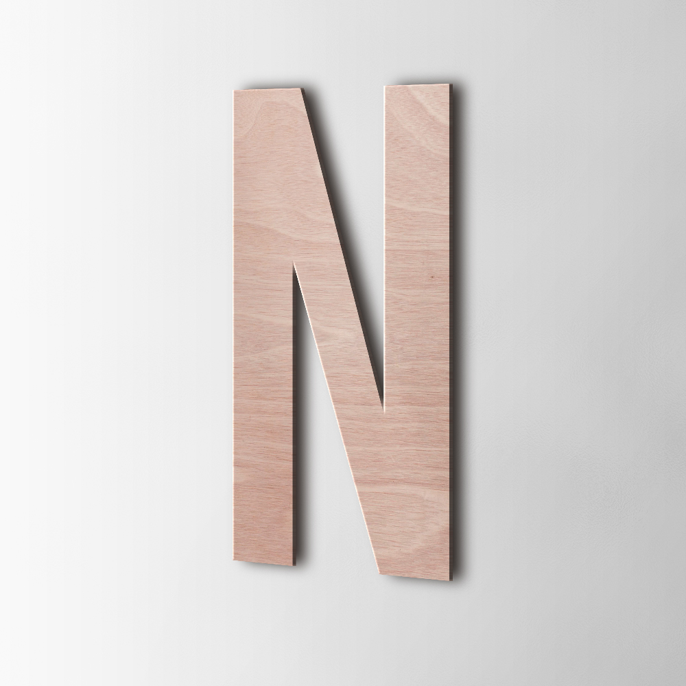 Houten Letter N Bebas Neue Okoume - 1