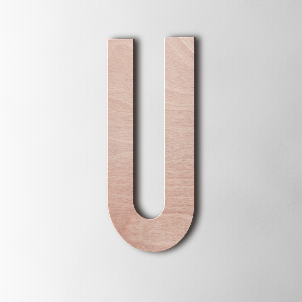 Houten Letter U Bebas Neue Okoume - 1