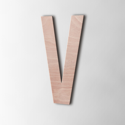 Houten Letter V Bebas Neue Okoume - 1 Houten Letter V Bebas Neue Okoume - 1