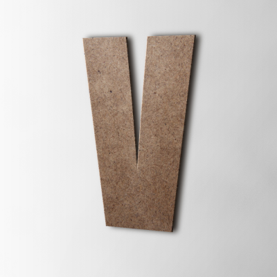 Houten Letter V Impact MDF Bruin - 1