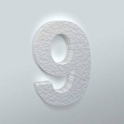 Piepschuim Cijfer 9 Arial - 1