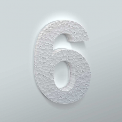 Piepschuim Cijfer 6 Arial - 1