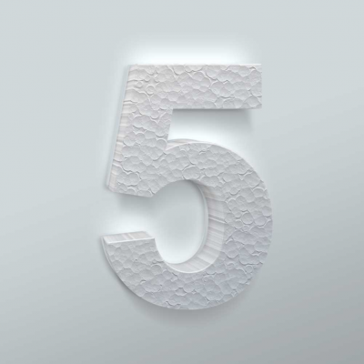 Piepschuim Cijfer 5 Arial - 1 Piepschuim Cijfer 5 Arial - 1