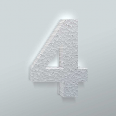 Piepschuim Cijfer 4 Arial - 1 Piepschuim Cijfer 4 Arial - 1