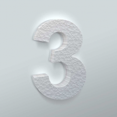 Piepschuim Cijfer 3 Arial - 1