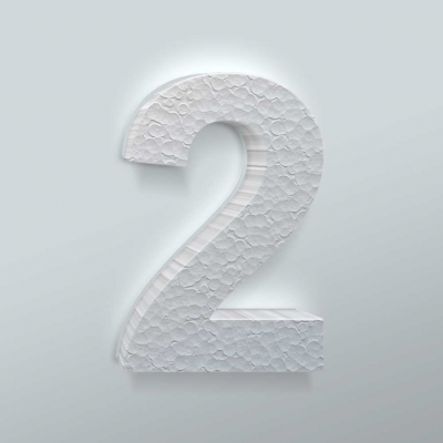 Piepschuim Cijfer 2 Arial - 1