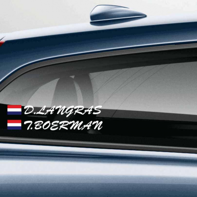 Rijdersnaam Sticker Brush met vlag - 2