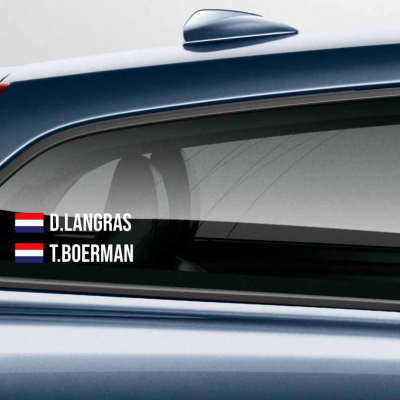 Rijdersnaam Sticker Bebas Neue met vlag - 2 Rijdersnaam Sticker Bebas Neue met vlag - 2