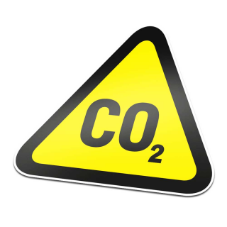 CO2 Pictogramsticker Waarschuwing Zwart Geel - 1