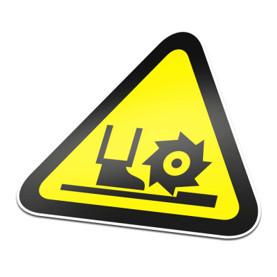 Draaiende Frees Pictogramsticker Waarschuwing Zwart Geel - 1