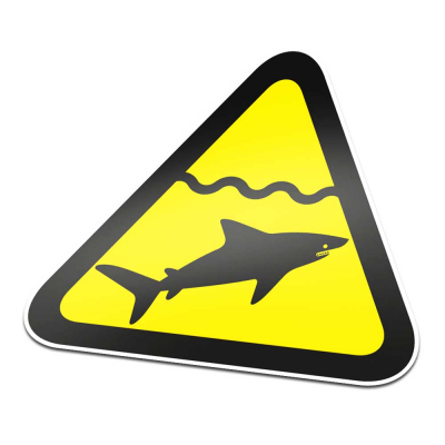 Haai Pictogramsticker Waarschuwing Zwart Geel - 1 Haai Pictogramsticker Waarschuwing Zwart Geel - 1