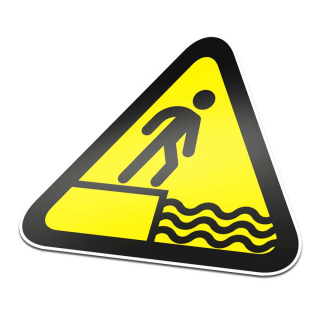 Quay Water Edge Piktogrammaufkleber Warnung Schwarz Gelb - 1