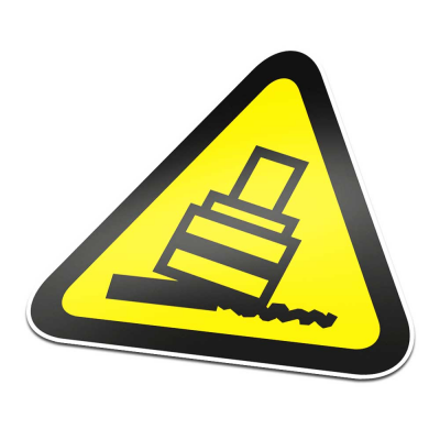 Kantelgevaar Pictogramsticker Waarschuwing Zwart Geel - 1