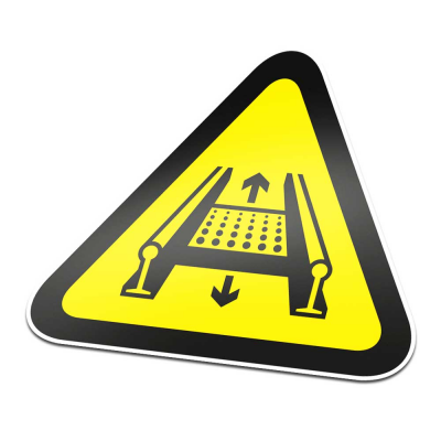 Schuivende Onderdelen Pictogramsticker Waarschuwing Zwart Geel - 1