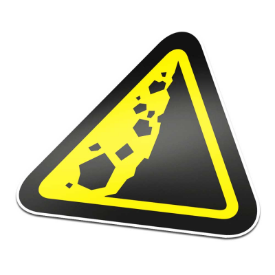 Vallende Rotsen Pictogramsticker Waarschuwing Zwart Geel - 1