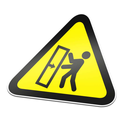 Zwaar Kantelgevaar Pictogramsticker Waarschuwing Zwart Geel - 1