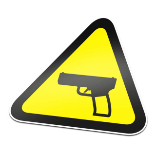 Schusswaffen-Piktogramm-Aufkleber, Warnung, Schwarz, Gelb – 1