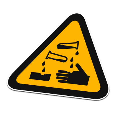 Bijtende Stoffen Pictogramsticker Waarschuwing Zwart Oranje - 1