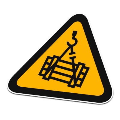 Hangende Lasten Pictogramsticker Waarschuwing Zwart Oranje - 1