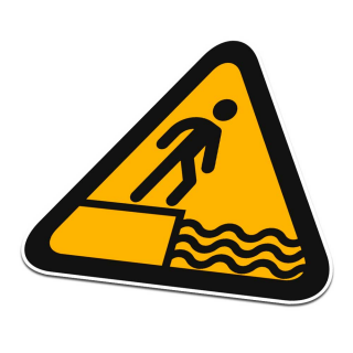 Quay Water Edge Icon Aufkleber Warnung Schwarz Orange - 1