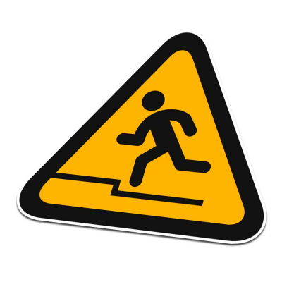 Opstapje Pictogramsticker Waarschuwing Zwart Oranje - 1 Opstapje Pictogramsticker Waarschuwing Zwart Oranje - 1